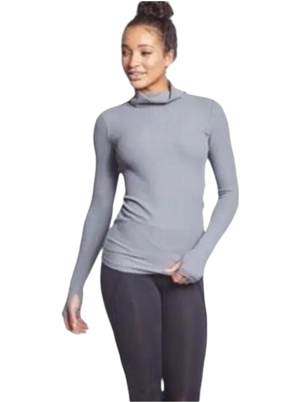 Lululemon St. Moritz Jersey 100% Merino Wool Turtleneck Steel Grey Size 8